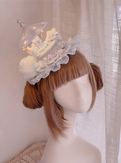 Night Tour Series Gorgeous Rococo Era Sweet Lolita Beautiful Pearl Ruffles Carousel Top Hat