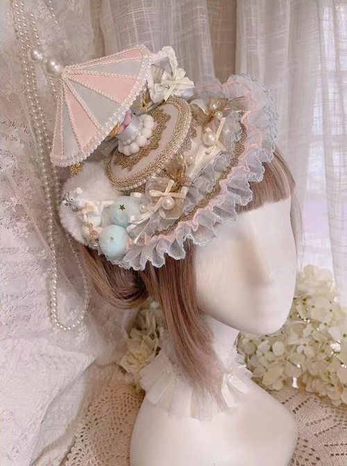 Night Tour Series Gorgeous Rococo Era Dreamy Sweet Lolita Animals Pearl Ruffles Lace Carousel Top Hat