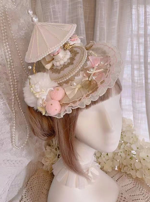 Night Tour Series Gorgeous Rococo Era Dreamy Sweet Lolita Animals Pearl Ruffles Lace Carousel Top Hat