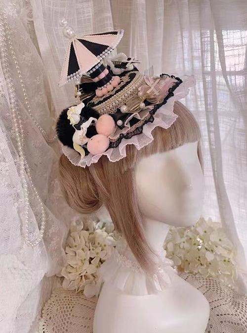 Night Tour Series Gorgeous Rococo Era Dreamy Sweet Lolita Animals Pearl Ruffles Lace Carousel Top Hat