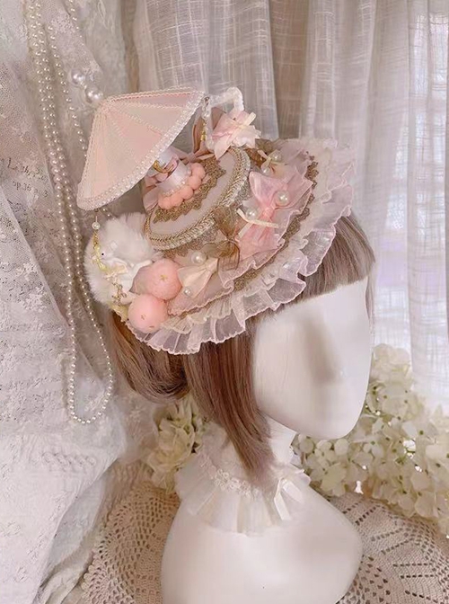 Night Tour Series Gorgeous Rococo Era Dreamy Sweet Lolita Animals Pearl Ruffles Lace Carousel Top Hat