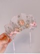 Ice Snow Crown Series Sweet Lolita Beautiful Princess Headdress Lace Rhinestone Pearl Crown