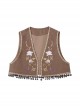 Windy Desert Series Chinese Style Kawaii Fashion Improved Han Elements Embroidered Vest National Long Sleeve Dress