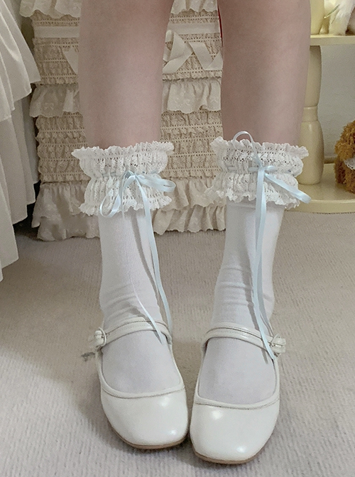 Gentle Ballet Style Versatile Daily Sweet Lolita Lace Ruffles Ribbon Bowknot Short Socks