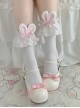 Cute Soft Girl Sweet Lolita Lace Ruff Ribbon Bowknot Cotton Plush Rabbit Ear Mid Short Socks