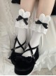 Cute Soft Girl Sweet Lolita Lace Ruff Ribbon Bowknot Cotton Plush Rabbit Ear Mid Short Socks