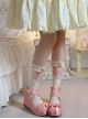 Summer Exquisite Sweet Lolita Bowknot Flower Print Four Petals Lace Soft Cotton Short Socks