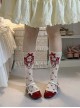 Summer Exquisite Sweet Lolita Bowknot Flower Print Four Petals Lace Soft Cotton Short Socks