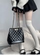 Sweet Kawaii Fashion Elegant Versatile Princess Style Bowknot Diamond Pattern Bucket Bag