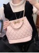 Sweet Kawaii Fashion Elegant Versatile Princess Style Bowknot Diamond Pattern Bucket Bag