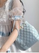 Sweet Kawaii Fashion Elegant Versatile Princess Style Bowknot Diamond Pattern Bucket Bag