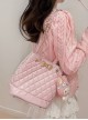 Sweet Kawaii Fashion Elegant Versatile Princess Style Bowknot Diamond Pattern Bucket Bag