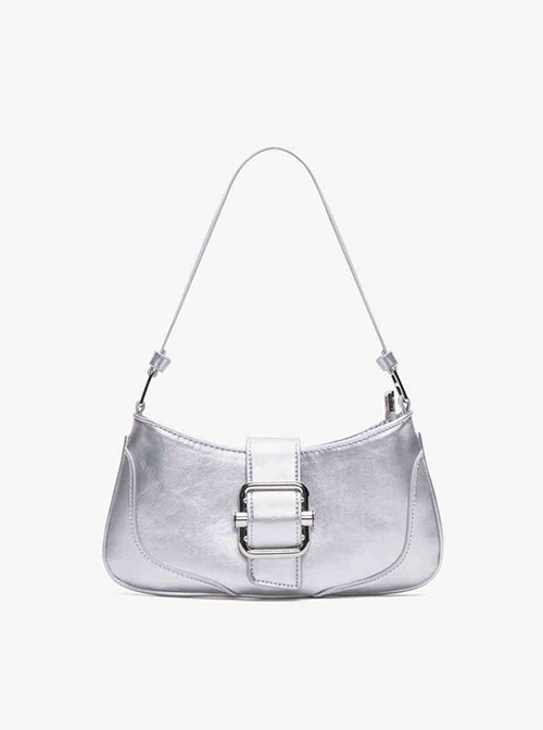 Retro Minimalist Style Unique PU Texture High Grade Metal Lock Kawaii Fashion Shoulder Crossbody Bag