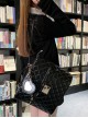 Spades Traveler Series Commuting Black Elegant Cute Preppy Patent Leather Rhombus Backpack Shoulder Bag