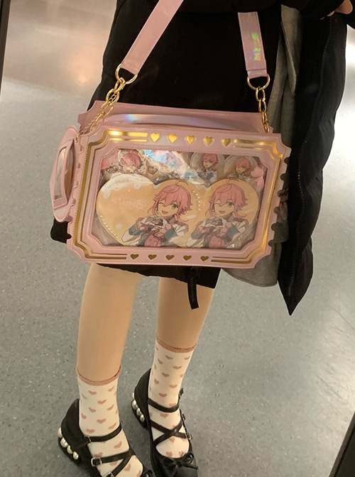 Japanese Style Itabag Stamp Shape Kawaii Fashion Laser One Shoulder Crossbody Quadratic Element Bag