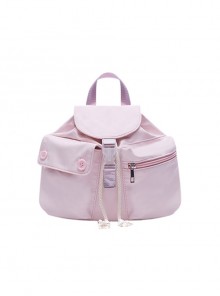 Daily Versatile Three Dimensional Pocket Button Drawstring Design Nylon Material Kawaii Fashion Backpack