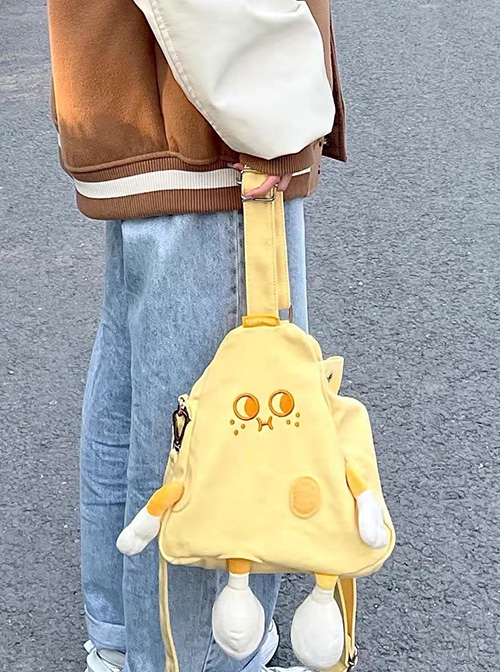 Triangle Cheese Yellow Daily Kawaii Fashion Cartoon Sweet Cute Student Crossbody Bag