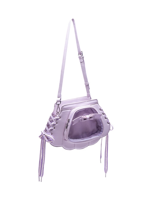 Dreamlike Purple Unique Shell Shape Sweet Bow Knot Side Strap Design Kawaii Fashion Backpack