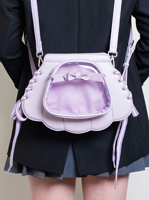 Dreamlike Purple Unique Shell Shape Sweet Bow Knot Side Strap Design Kawaii Fashion Backpack