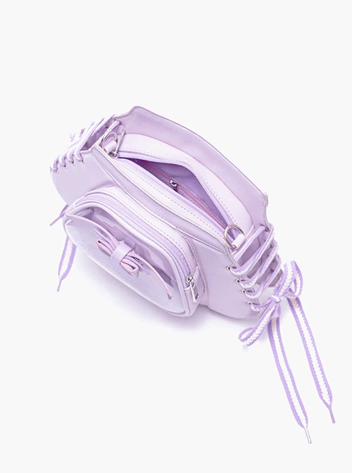 Dreamlike Purple Unique Shell Shape Sweet Bow Knot Side Strap Design Kawaii Fashion Backpack