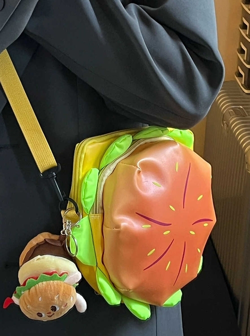 Hamburger Series Stereo Cartoon Burger Crossbody Bag Kawaii Fashion Doll Pendant Bag