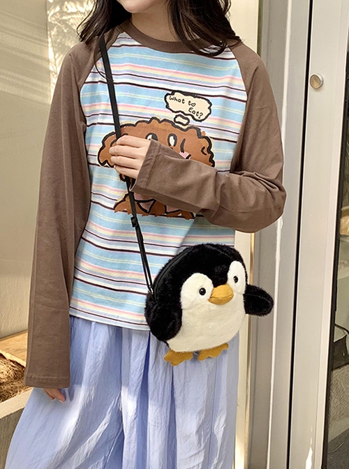 Plush Penguin Shaped Cute Cartoon Doll Kawaii Fashion Crossbody Bag Cellphone Bag