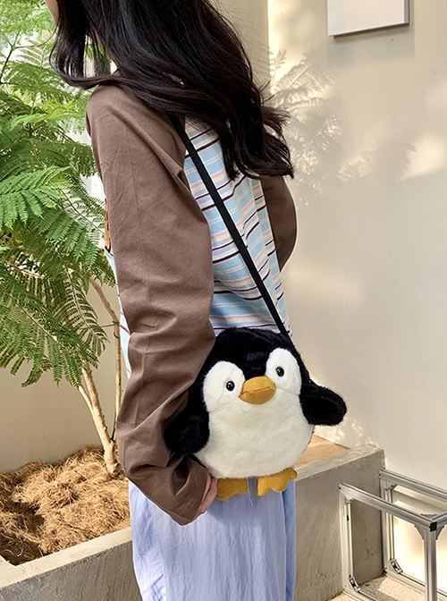 Plush Penguin Shaped Cute Cartoon Doll Kawaii Fashion Crossbody Bag Cellphone Bag