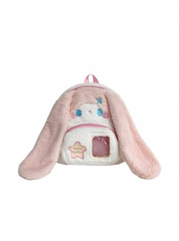 Japanese Style Plush Big Ear Puppy Embroidery Doll Transparent Pocket Kawaii Fashion Backpack