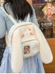 Japanese Style Plush Big Ear Puppy Embroidery Doll Transparent Pocket Kawaii Fashion Backpack