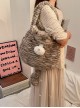 Teen Soft Girl Cute Plush Cat Ears Tail Kawaii Fashion Tabby Cat Daily Crossbody Bag