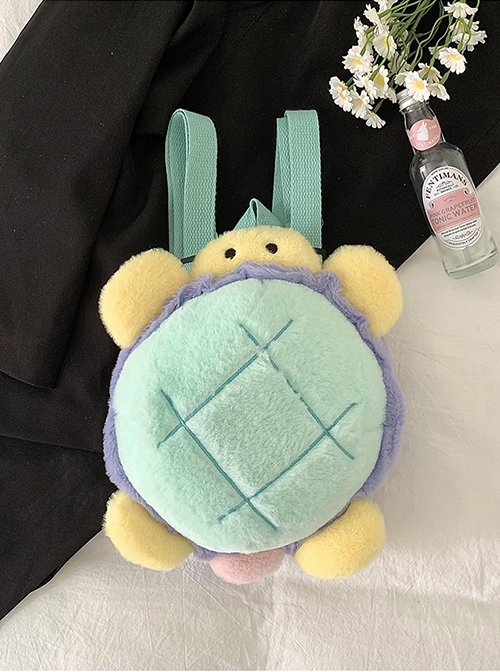 Childlike Cute Cartoon Green Plush Baby Pineapple Turtle Kawaii Fashion Corduroy Backpack