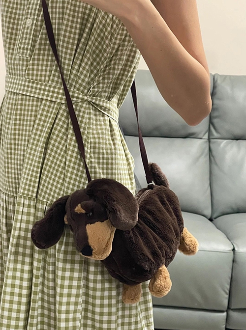 Brown Simulation Short Legs Dachshund Plush Puppy Doll Kawaii Fashion Cute Childlike Bag