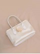 Gentle Apricot Glitter Satin Retro Feel Shell Decoration Kawaii Fashion Daily Versatile Bag