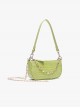 Fresh Green Unique PU Crocodile Pattern Metal Chain Decoration Kawaii Fashion Handbag Crossbody Bag