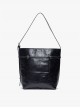 Minimalist Casual Black Unique Waxed Leather Large Capacity Kawaii Fashion Daily Versatile Handbag