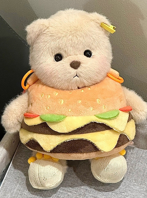 Bear Doll Burger Clothes Crossbody Kawaii Fashion Cute Childlike Daily Plush Bag Coin Purse