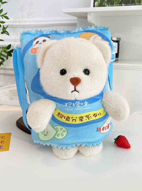 Cute Daily Potato Chips Plush Bear Kawaii Fashion Crossbody Toy Bag Mobile Phone Bag