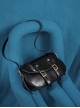 Artistic Retro Style Black Wax Leather Metal Buckle Decoration Kawaii Fashion Daily Versatile Crossbody Bag