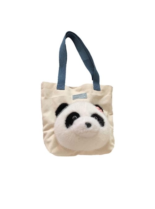 Fashion Corduroy Cute Daily Kawaii Fashion Giant Panda One Shoulder Large Capacity Tote Bag