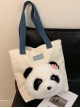 Fashion Corduroy Cute Daily Kawaii Fashion Giant Panda One Shoulder Large Capacity Tote Bag