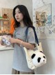 Fashion Corduroy Cute Daily Kawaii Fashion Giant Panda One Shoulder Large Capacity Tote Bag