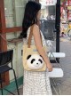 Fashion Corduroy Cute Daily Kawaii Fashion Giant Panda One Shoulder Large Capacity Tote Bag