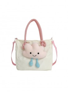 Exquisite Lovely Pink Cloud Doll Decoration Kawaii Fashion Large Capacity Shoulder Tote Bag