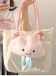 Exquisite Lovely Pink Cloud Doll Decoration Kawaii Fashion Large Capacity Shoulder Tote Bag