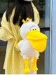 Yellow Big Mouth Cartoon Pelican Embroidery Expressions Plush Kawaii Fashion Doll Small Backpack