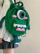 Cartoon Green Canvas One Eye Monster Feet Plush Kawaii Fashion Doll Small Backpack