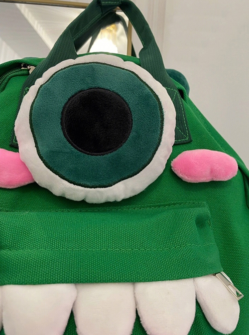 Cartoon Green Canvas One Eye Monster Feet Plush Kawaii Fashion Doll Small Backpack