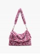 Sweet Daily Pink Leopard Print Soft Plush Simple Large Capacity Kawaii Fashion Flip Cover Crossbody Bag