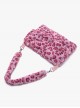 Sweet Daily Pink Leopard Print Soft Plush Simple Large Capacity Kawaii Fashion Flip Cover Crossbody Bag