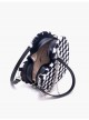 Unique Black White Checkerboard Design Soft Plush Metal Chain Decoration Heart Shape Kawaii Fashion Bag